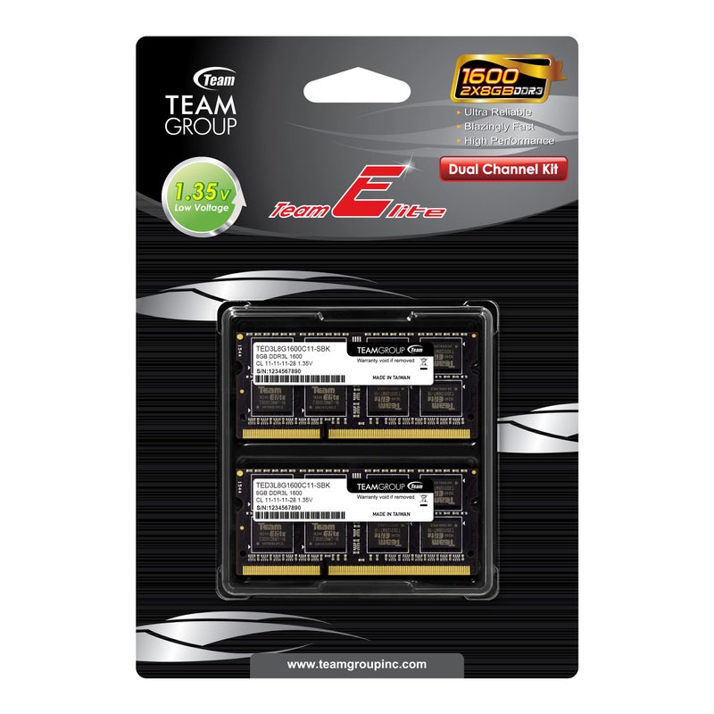 TEAMGROUP Elite DDR3L 16GB Kit (2 x 8GB) 1600MHz PC3-12800 CL11 Unbuffered Non-ECC 1.35V SODIMM 204-Pin Laptop Notebook PC Computer Memory Module Ram Upgrade - TED3L16G1600C11DC-S01 - Image 5